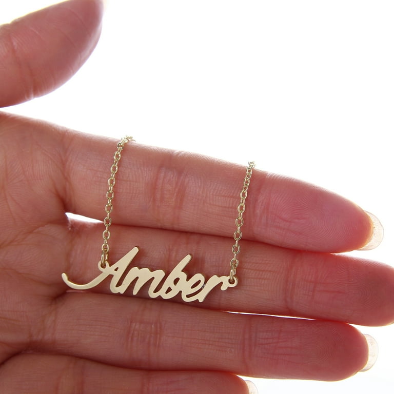 Amber name best sale necklace