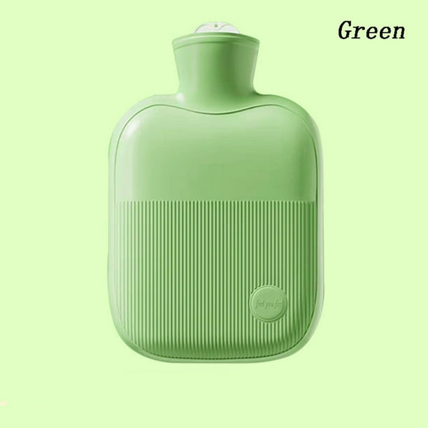 Fiudx Bolsa de Agua Caliente de 500 Ml, Hecha de Pvc de Alta Densidad, con Elegantes Colores (Verde y Amarillo), Ofrece Una Calidez Invernal Confortable, Diseño Portátil y Compacto, Tamaño de 18 X 13