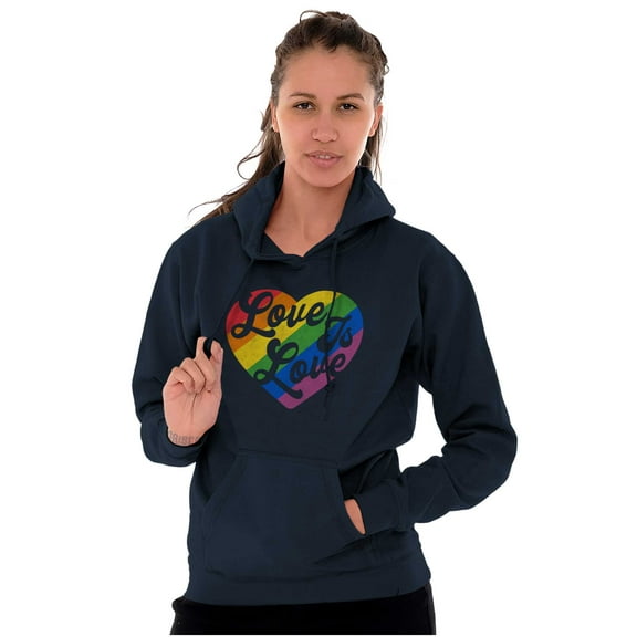Retro Love Is Love Gay Pride Rainbow Hoodie Sweatshirt Women Brisco Brands S