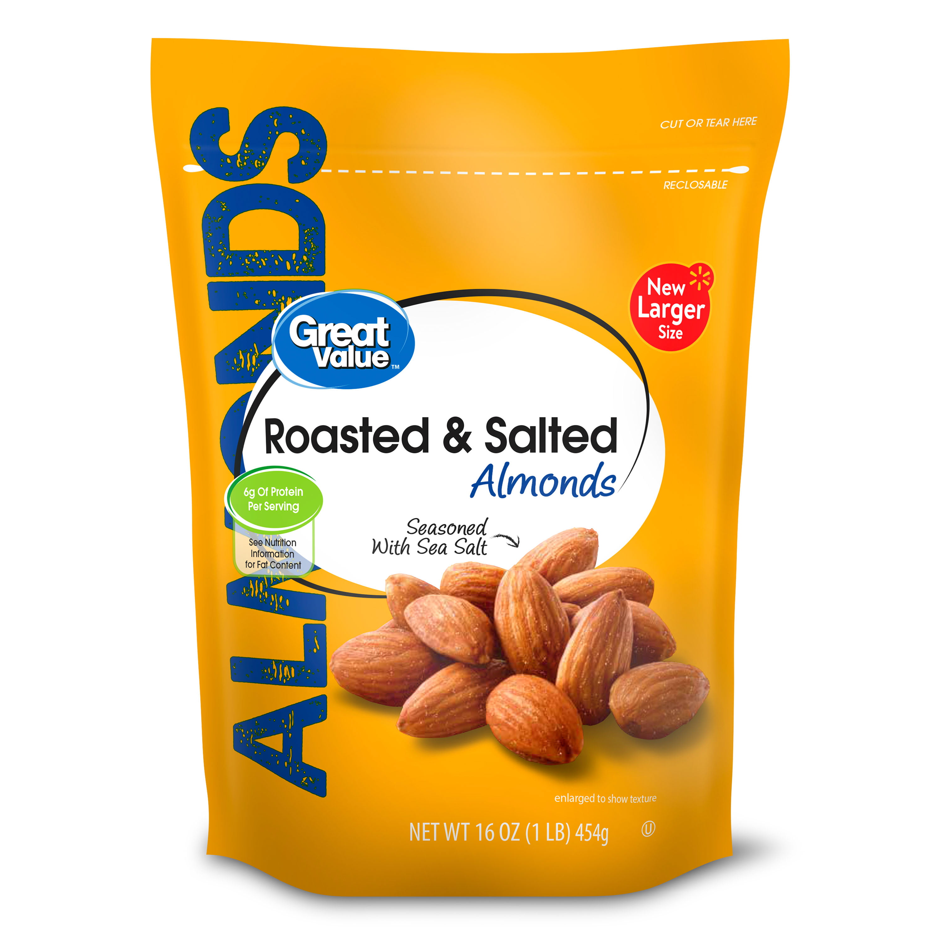Great Value Roasted & Salted Almonds, 16 oz