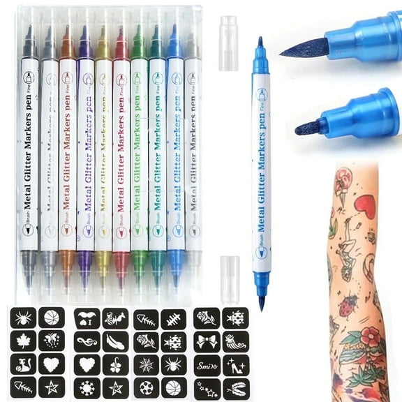 Temporary Tattoo Pens with Tattoo Stencils for Kids and Adults, Fake Tattoos Kit,Face Body Tattoo Paint Markers for Men Women Teen Girls Trendy Stuff, Gifts for Teenage Boys Kids Or Adult