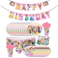 thumbnail image 3 of Lindo juego de vajilla para fiesta de cumpleaños de princesa, pancarta, adorno desechable para pastel, bandera colgante, globos de Elsa de Frozen, decoración de cumpleaños, 3 of 5