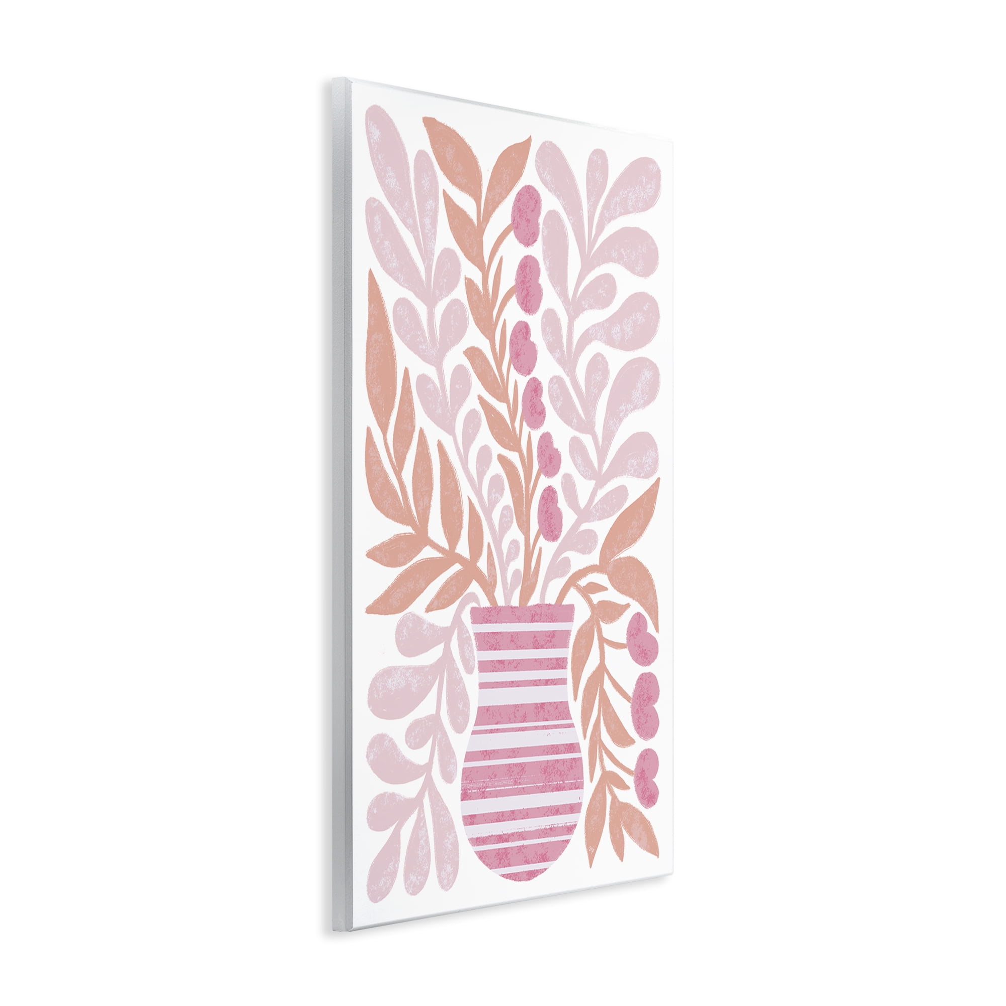 Stupell Industries Pink Fronds Vase Plants & Flowers Painting Unframed Art Print Wall Art, 13 x 19