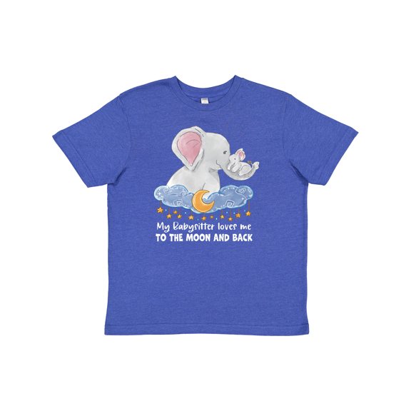 Inktastic My Babysitter Loves me to the Moon and Back Elephant Family Youth T-Shirt