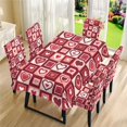 thumbnail image 3 of TSOVTHRID Red Heart Plaid Print 5 PCS Tablecloth and Chair Covers Set, Rectangle Table Cover with Stretchable Chair Seat Slipcovers for Home Kitchen, Banquet, Party Valentine's Day Decor, 3 of 7