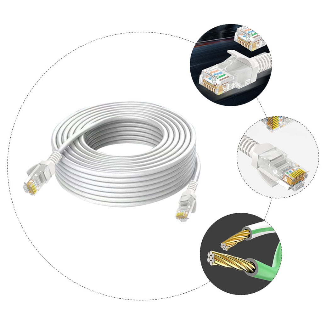 BESTYASH 1-Pack Cat5e Ethernet Network Cable White Copper Wired Internet Cable for Computer Router Back to School Use