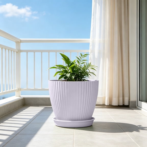 Gumesh 4 Inch Plant Pots,Indoor Flower Pots, Planters with Drainage Holes and Trays for Orchids, Violets, Succulents, Herbs, and Other Plants,White