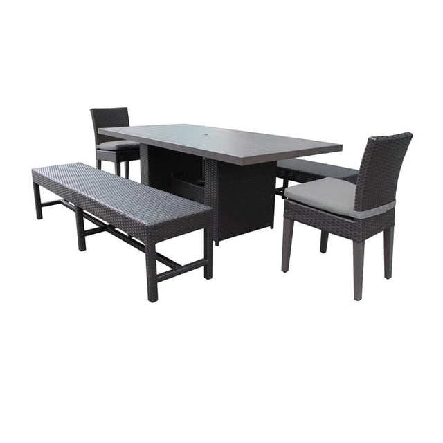 Belle Table de Salle à Manger Rectangulaire avec 2 Chaises 2 Bancs