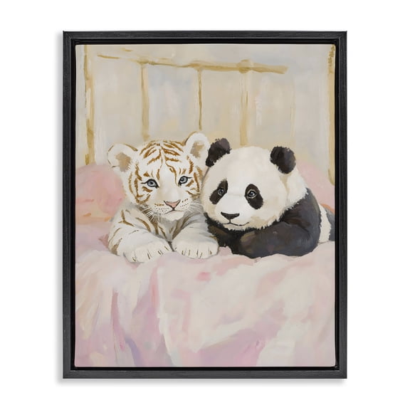 Stupell Industries Modern Baby Panda & Tiger Cuddles Black Floating Frame Canvas Art, 17 x 21, by The Prints Vibe