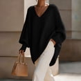 thumbnail image 4 of SeekIslan Women's Sweaters with V Neck Long Sleeve Loose Knit Poncho Pullover, 4 of 7