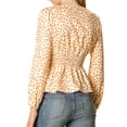 thumbnail image 3 of INSPIRE CHIC Women's Elegant Dots V Neck Smocked Ruffled Hem Peplum Top, 3 of 6