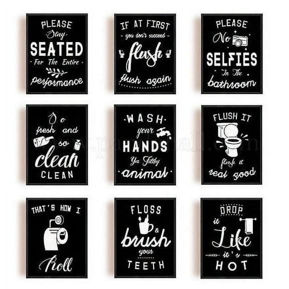 9 PCS Canvas Prints Bathroom Theme Canvas Art Black&White Hint Painting Decorative Wall Art Pictures