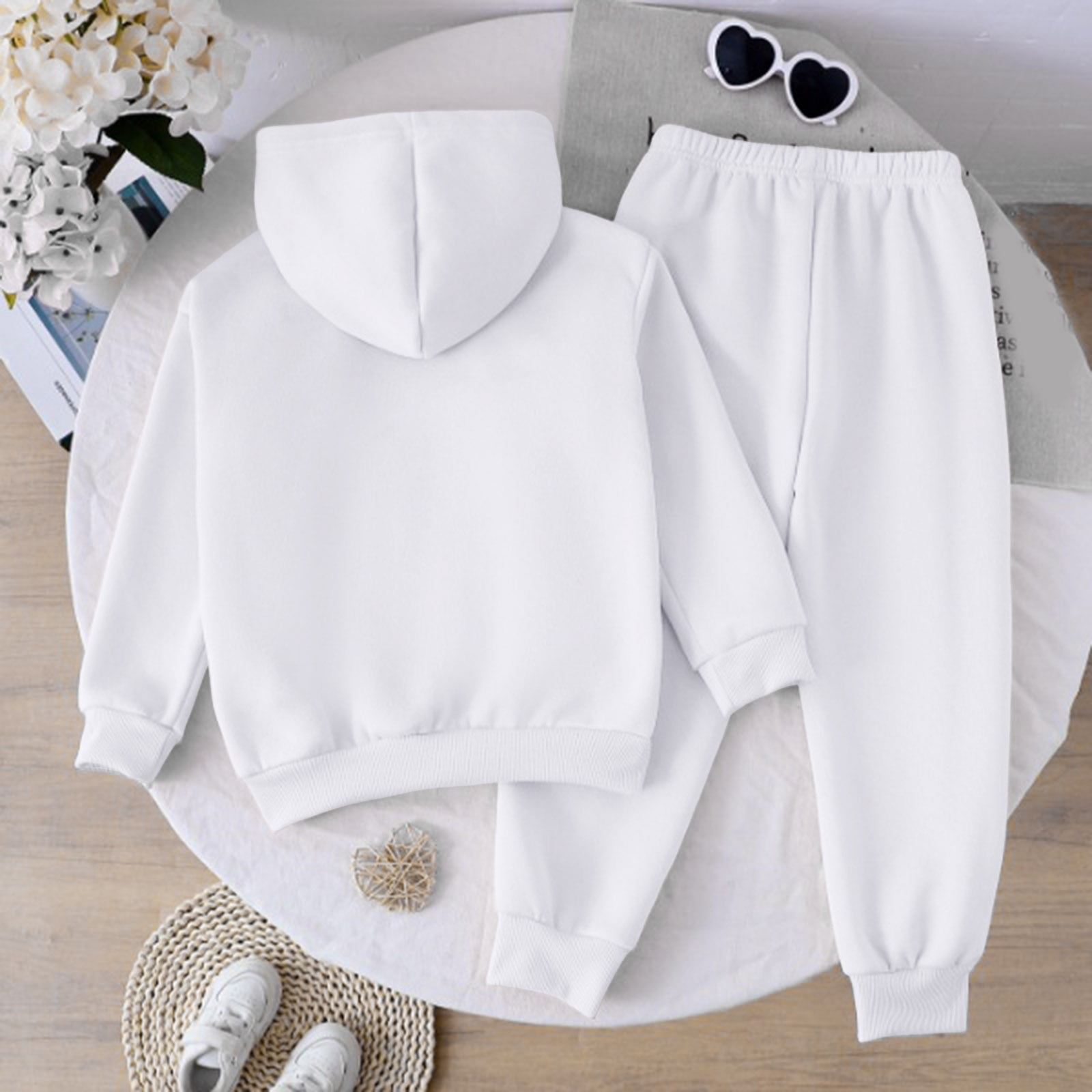 Zshosam Winter Outfits for Teen Girls Girls Clothes Fall Winter Toddler Outfits Print Hoodie Sweatshirt + Sweatpants 2 Piece Set Size 3T 4T,(White 3-4 Years)