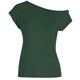 thumbnail image 5 of Camiseta informal de manga corta irregular y color liso con hombros descubiertos para mujer - Top ligero para fiestas de los 80 - Lavable a máquina y corte clásico, 5 of 7