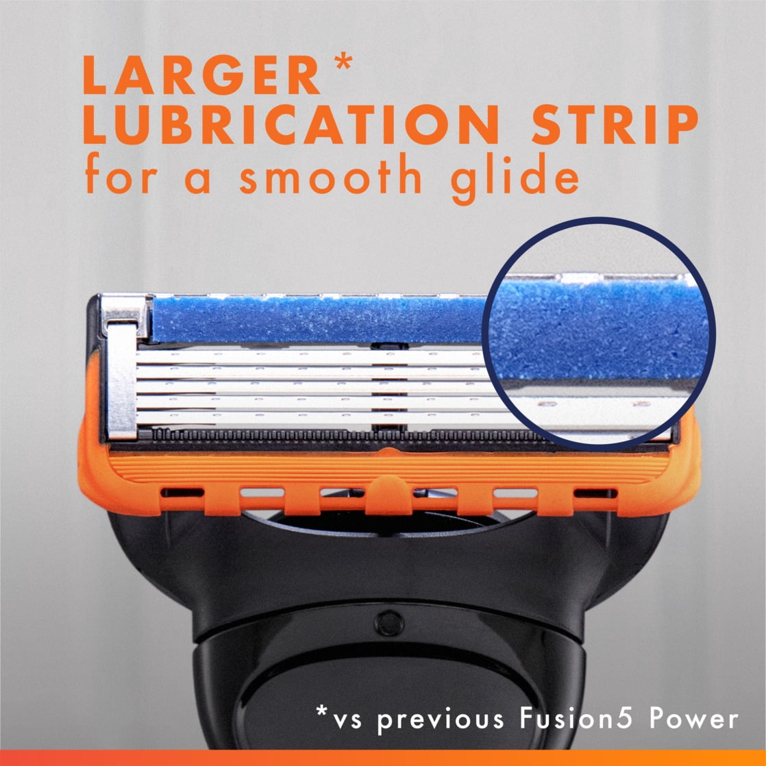 Gillette Fusion5 Power Men's Razor Handle, Orange, 1 Blade Refill