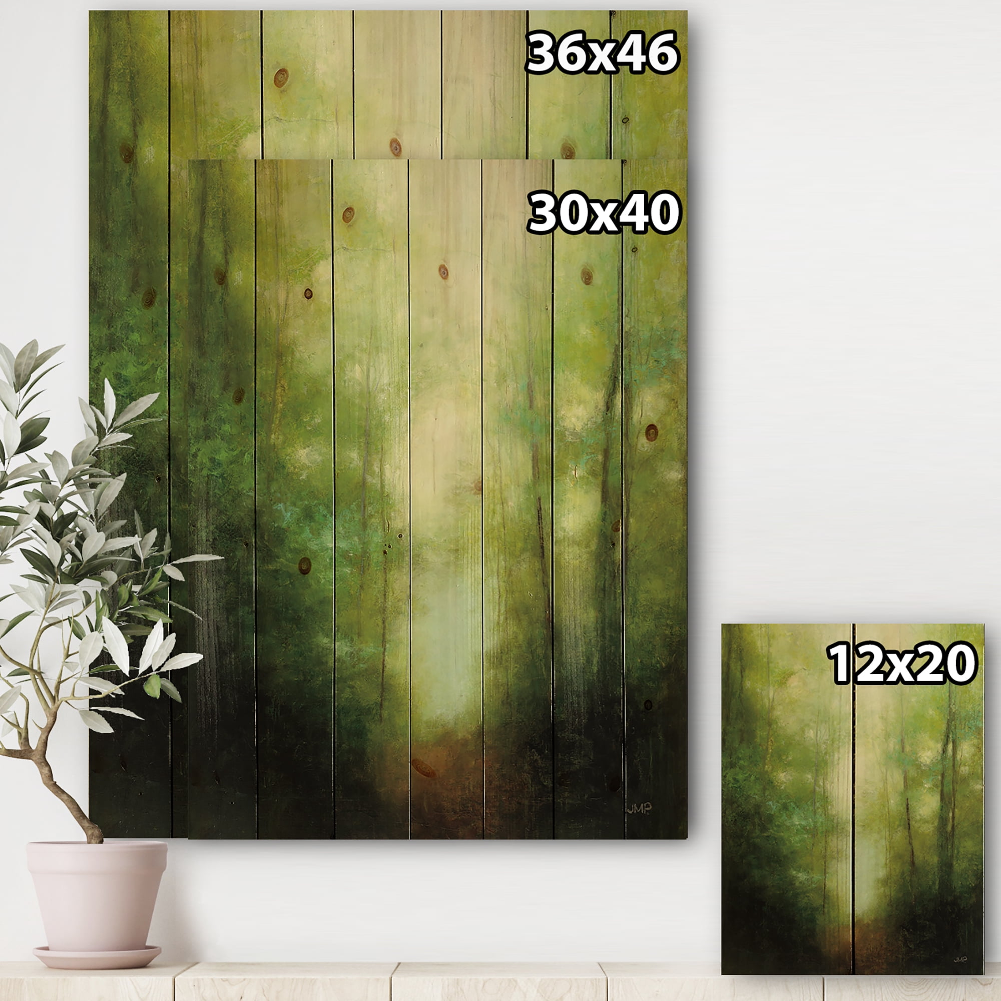 Designart 'Light Into the Clearing Forest' Traditional Landscape Print on Natural Pine Wood