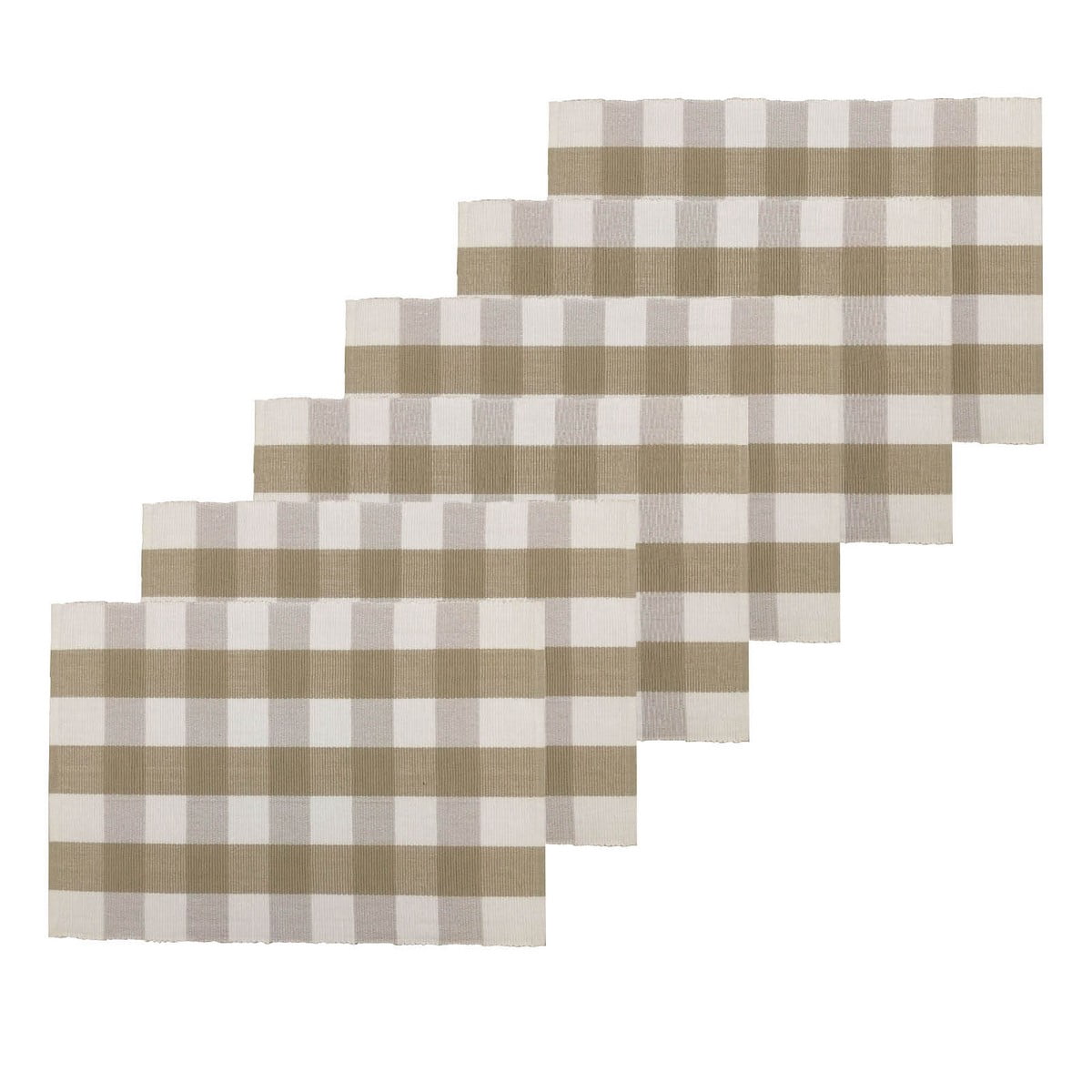 Sandstone & White Check Cotton Woven Placemat Set of 6