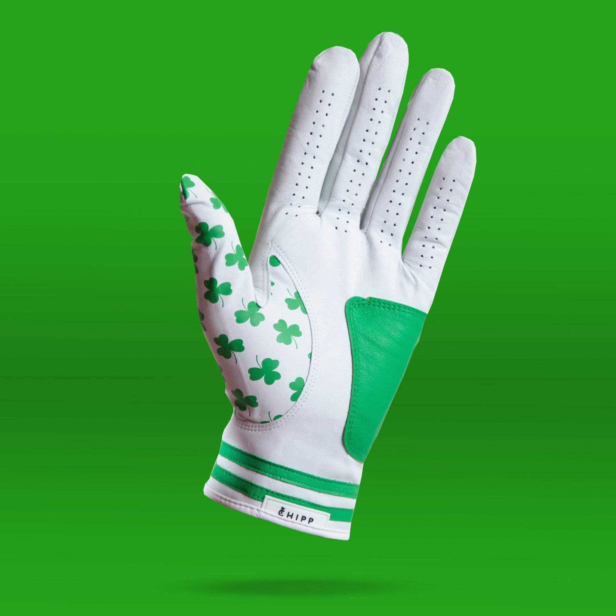 Feelin' Lucky Green Shamrocks Golf Glove | Premium Cabretta Leather & Supportive Palm Pad