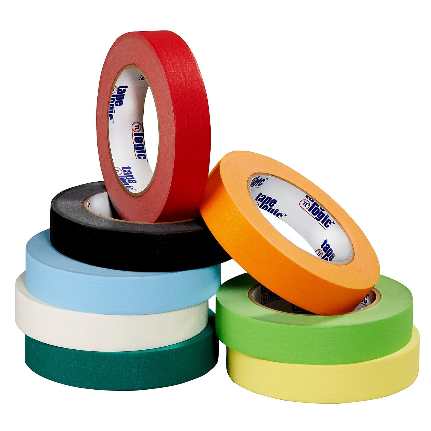Tape Logic® Color Masking Tape, 3" Core, 0.5" x 180', Dark Green, Case Of 72