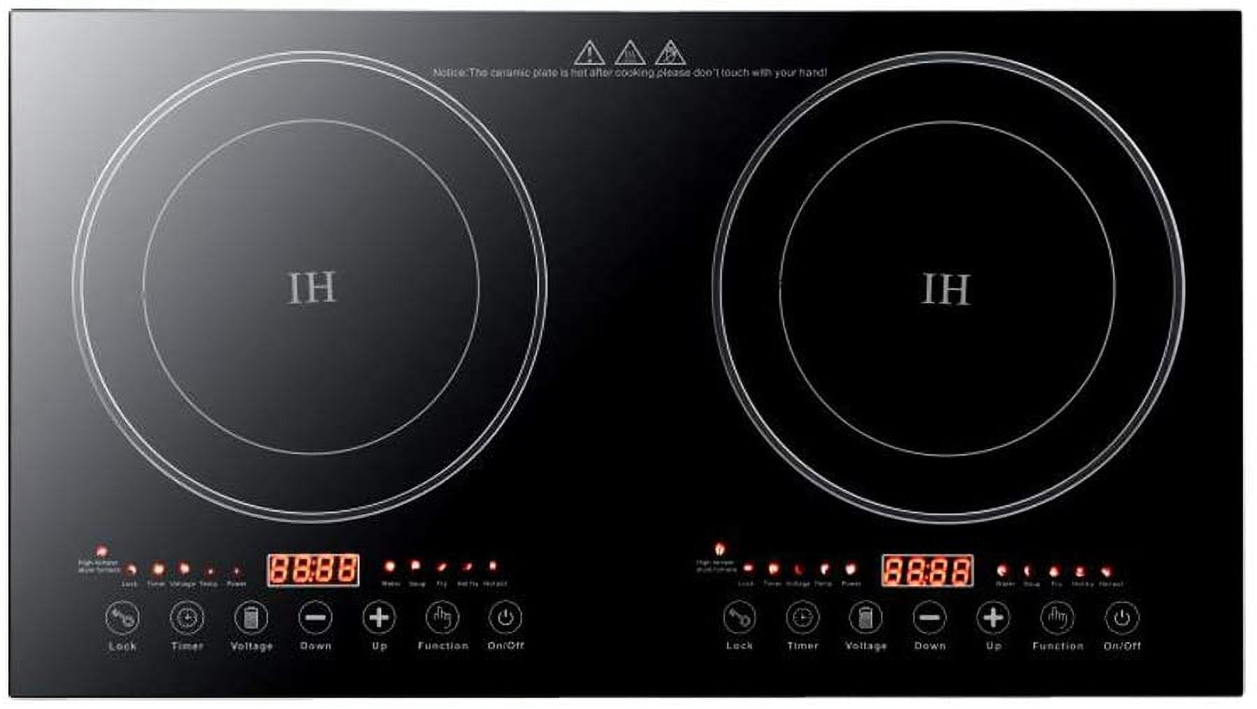 Digital Induction Cooktop,2600W 110V Double Burners Electric Stove, Countertop  Burner with Legs, Induction Cooker Vitro Ceramic Glass Black Surface for  Cast Iro…