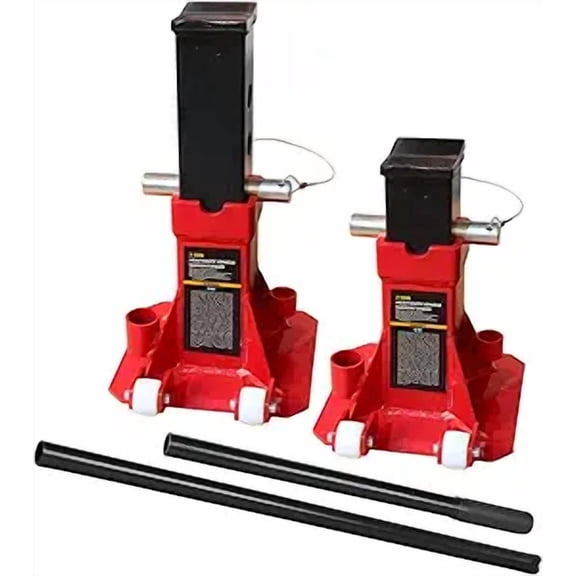 JACK BOSS Heavy Duty 7 Ton (14,000 lbs) Jack Stands with 2 Casters and Handle, Easily Moveable Car Lift Stands for Vehicles, Red