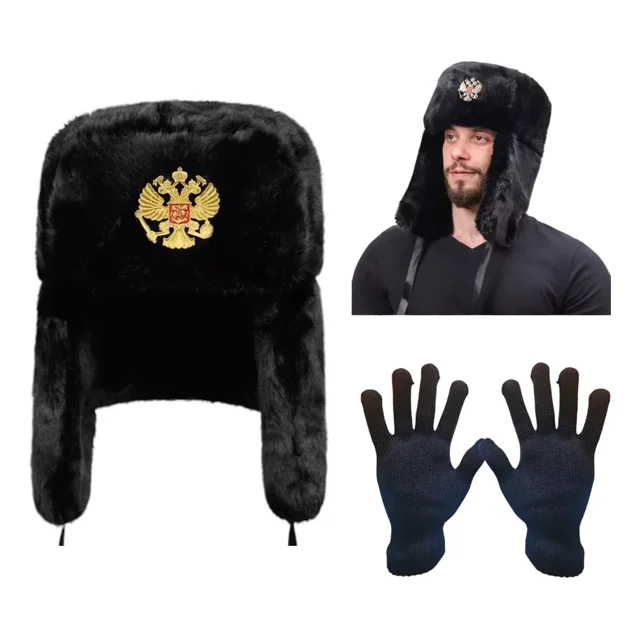 Gorro Ruso Shapka Ushanka Original Invierno Térmico Guantes