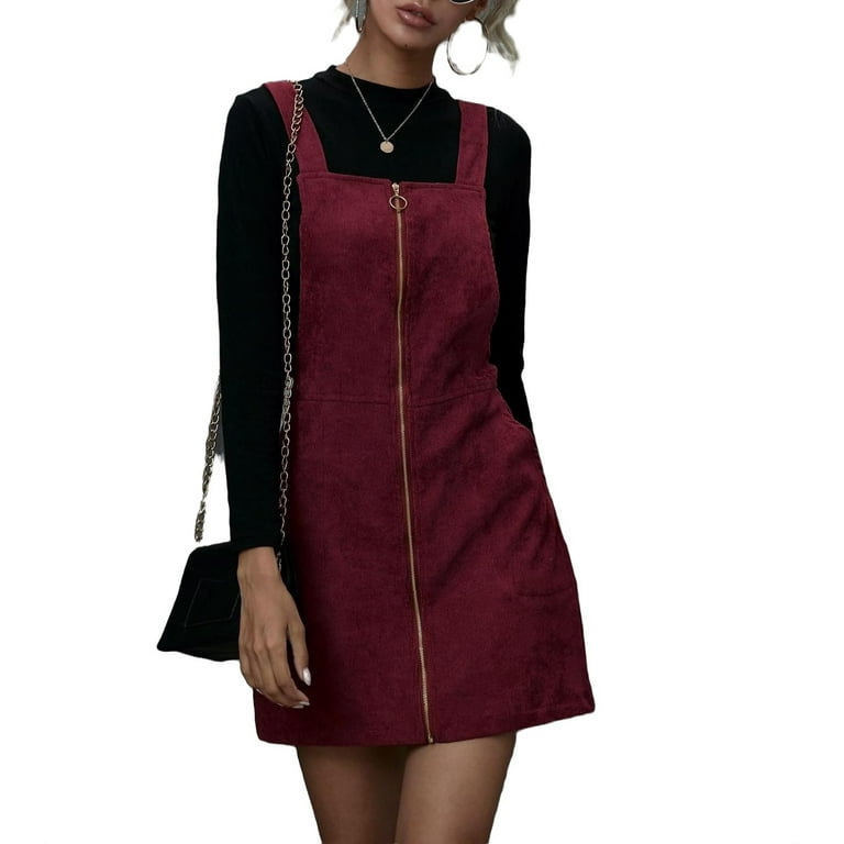 Casual Pinafore Burgundy Women s Dresses Women s S Walmart