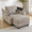 Brown, variant on 37.4" Chaise Lounge with USB Ports, Sleeper Sofa Bed with Cup Holders and Phone Holder, Corduroy Recliner Bed with Storage Arms and Side Pockets, Black