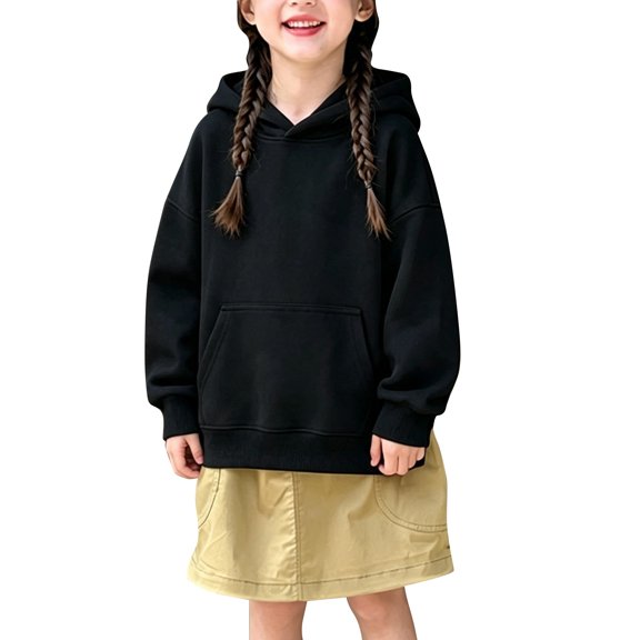 Ruyang Boys Girls Hooded Sweatshirt Classic Oversized Hoodies Soft Loose Pullover Kids Kangaroo Pocket Sweatshirts