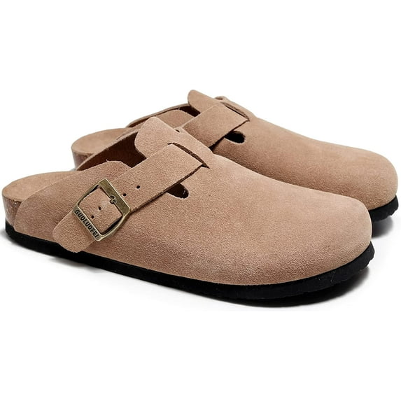 Womens and Mens Clogs Suede Boston Clog with Arch Support, Indoor Outdoor House Slippers for Women&Men