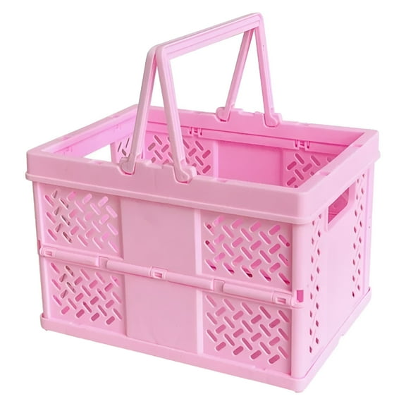 LAMIRO Collapsible Shopping Basket,Reusable Plastic Grocery Baskets with Handle,Storage Container,Shower Baskets,for Home Sundries Storage,Retail Stores,Supermarket,Grocery Shopping