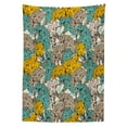 thumbnail image 3 of Ambesonne Floral Tablecloth Rectangular Table Cover, Drawing Style Vintage, 52"x70", Earth Yellow Turquoise, 3 of 4