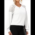 thumbnail image 1 of Blusas de Larga para Mujer, Elegantes, Informales, con Cuello Redondo, de Punto con Encaje de Gofre y Patchwork, Blusas Holgadas A XL, 1 of 8