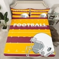 thumbnail image 2 of Feelyou Cartoon Football Helmet Bed Sheets, Brown Gold Stripes Lines King Sheets, Soccer Sport Lover Sheet Set, Ultra Soft Bedroom Decor, 4 Pieces, 2 of 7