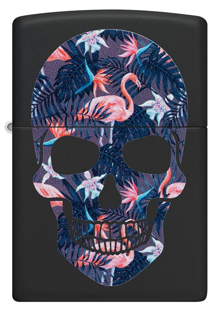 Zippo Flamingo Skull Design Black Matte Pocket Lighter