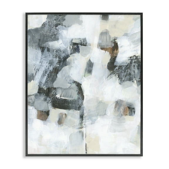 Stupell Industries Grey & White Abstract Pattern Abstract Painting Black Framed Art Print Wall Art, 11 x 14