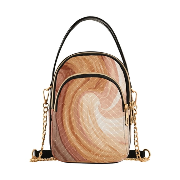 Women's Crossbody Handbags Shoulder Handbag Multi Pocket Crossbody Bag Brown and Peach Swirling