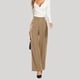 thumbnail image 2 of Pantalones anchos de color liso, cintura alta y corte drapeado, pantalones de traje informal, 2 of 4