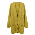 thumbnail image 5 of XFLWAM Women's Open Front Cardigan Sweater with Pockets Long Sleeve Cable Knit Button Down Loose Cardigan Sweater Outwear Yellow S, 5 of 6