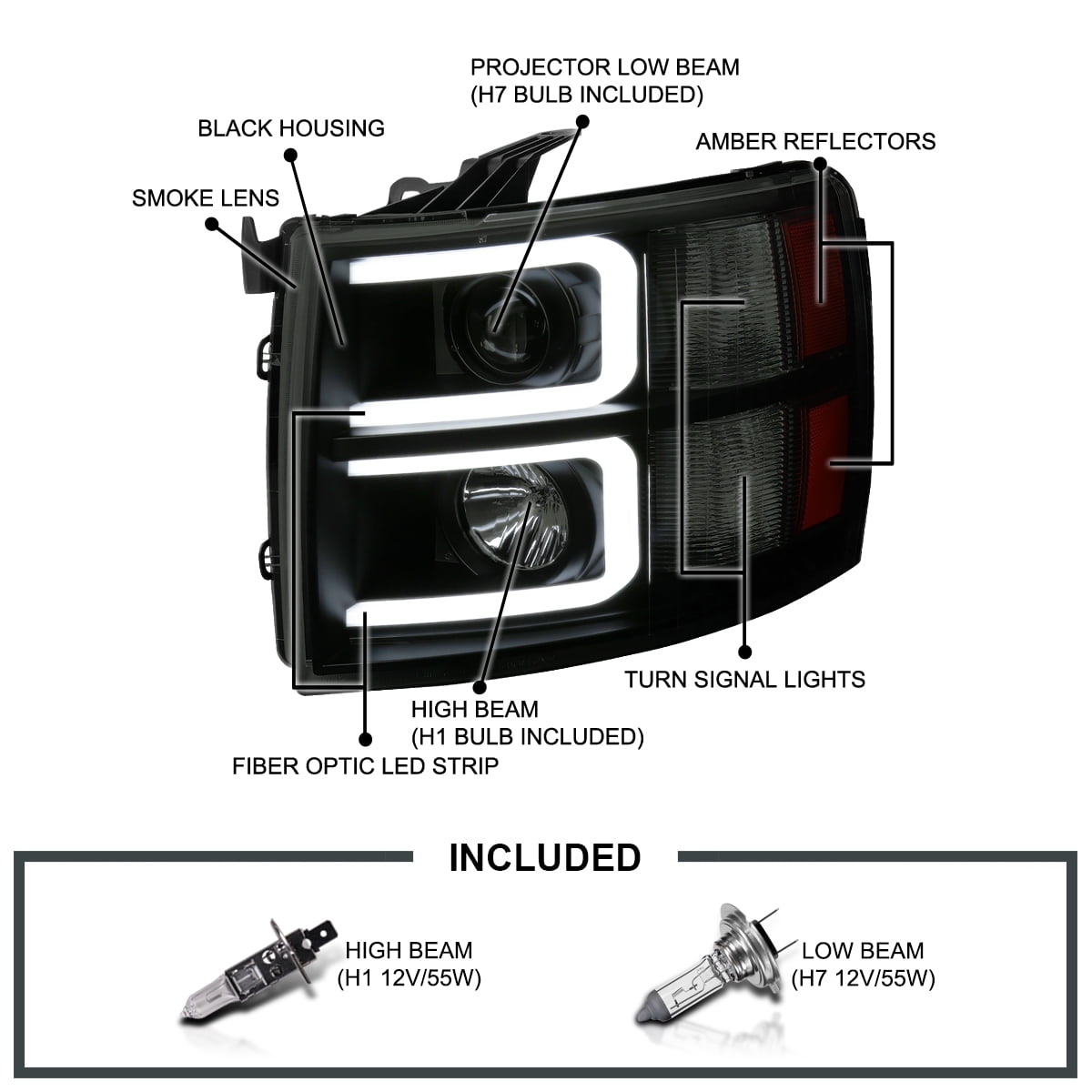 Spec-D Tuning LED Light Bar Black Housing Clear Lens Projector