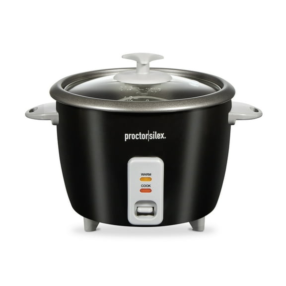 Proctor Silex 16 Cup Rice Cooker & Food Steamer with Steam & Rinse Basket, Black