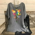 thumbnail image 2 of QATAINLAV Hauts d'Été pour Femmes en Coton et Lin de Plage Mode Tunique à Imprimé Papillon T-Shirts Amples Décontractés Col Rond Manches Courtes Blouses Fluides 50 pour Cent de Rabais Ventes Aujourd'hui Gris TTG, 2 of 8