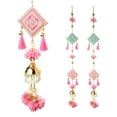 thumbnail image 5 of Set of 2 MDF Wooden and Artificial Flower Golden Beads Moti and Tessels Door Side Hangings main door entrance bedroom wedding festival Christmas Decorations New year Gifts (Size-36"X4")(Pink,Green), 5 of 6