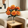thumbnail image 4 of Faux Marigold Artificial Flower 7 Head Chrysanthemum Fake Flower for Vase Centerpiece - Cloth Fabric Floral Stems for Living Room Dining Table Home Decor Wedding Party Arrangement, 4 of 6