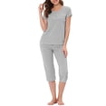 thumbnail image 2 of Conjunto de pijama de mujer INSPIRE CHIC, ropa de dormir, cuello redondo, ropa de casa con pantalones capri, color gris, 2 of 6