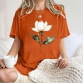 thumbnail image 4 of DPTALR Women's Floral Print Round Neck Drop Shoulder Short Sleeve T-Shirt Top,Orange,Size XL, 4 of 7