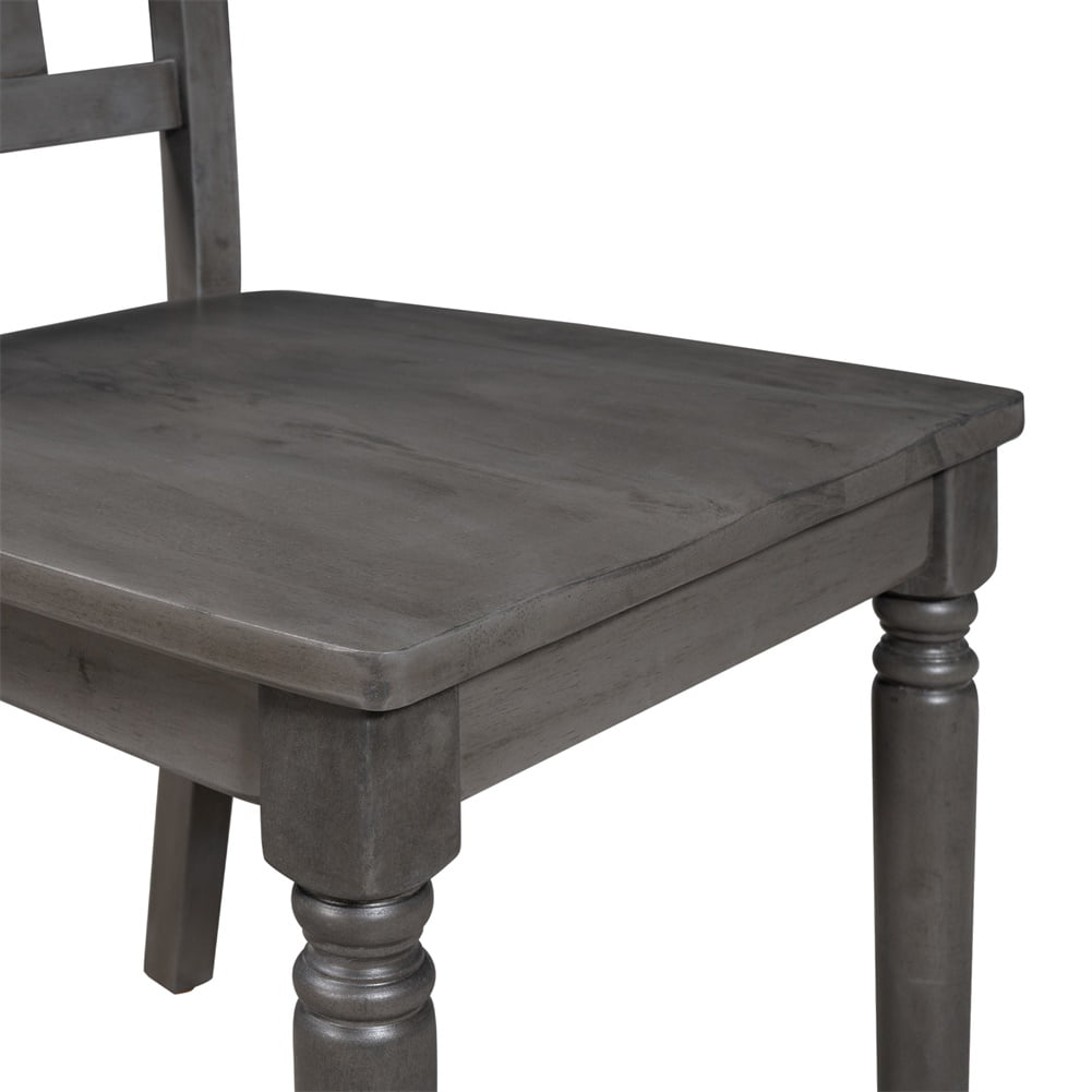 Lowestbest Classic Dining Set, Wooden Table and 4 Chairs with Bench for Kitchen, Dining Room, Gray (Set of 6) Lowestbest Classic Dining Set, Wooden Table and 4 Chairs with Bench for Kitchen, Dining Room, Gray (Set of 6)
