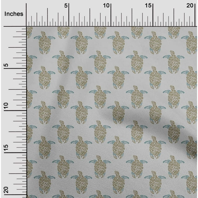 oneOone Tissu Cambric en Coton Imprimé Bloc Tortue Tissu de Couture BTY 56 Pouces de Large