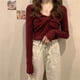 thumbnail image 3 of Suéter navideño de invierno nuevo 2023 para mujer, jersey de manga larga con lazo cruzado, ropa sexy para mujer, prendas de punto ajustadas y cálidas, 3 of 5