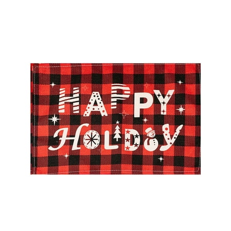 

Yuwegr Red And Black Plaid Merry Christmas Placemats 17 X 11.4 Inch Christmas Snowflake Deer Table Decoration Christmas Placemats